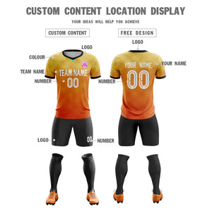 Custom Orange Yellow Soft Soccer Sets Jersey