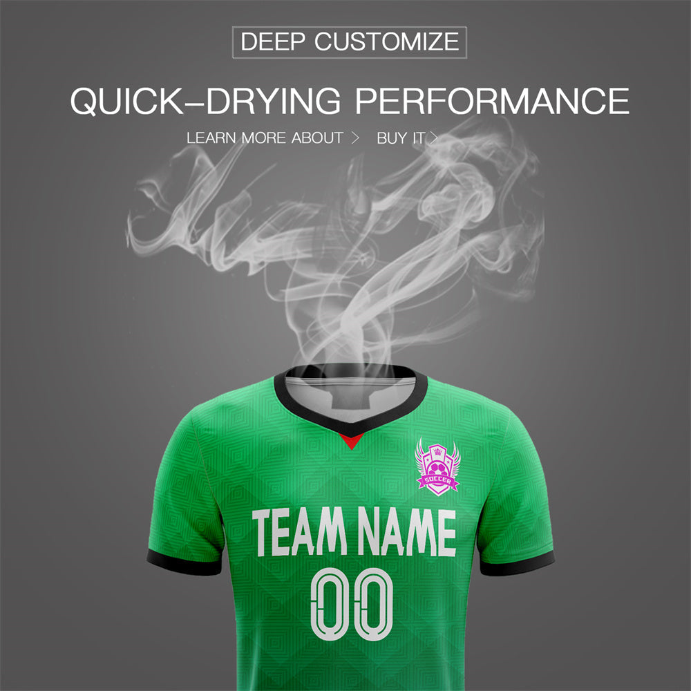 Custom Green Black Sport Soccer Sets Jersey