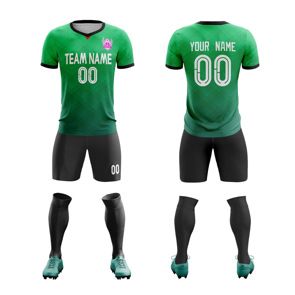 Custom Green Black Sport Soccer Sets Jersey