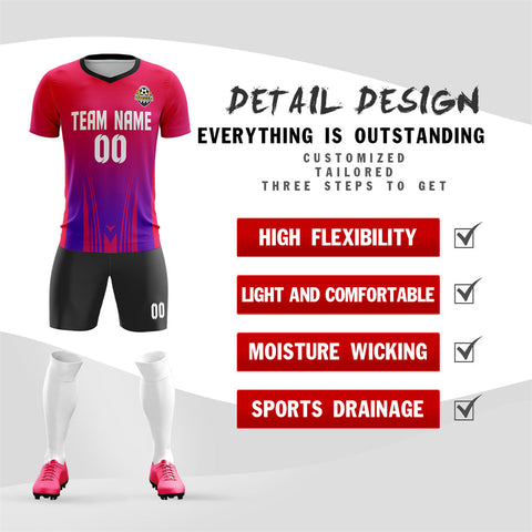 Custom Pink Black Sports Training Soccer Sets Jersey