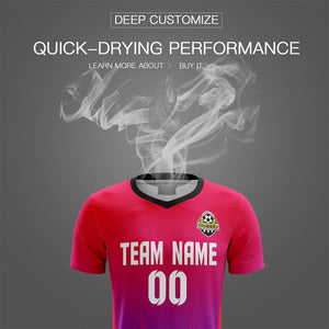 Custom Pink Black Sports Training Soccer Sets Jersey