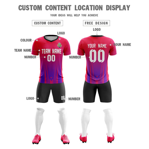 Custom Pink Black Sports Training Soccer Sets Jersey