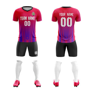 Custom Pink Black Sports Training Soccer Sets Jersey