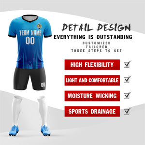 Custom Blue Black-White Sport Soccer Sets Jersey