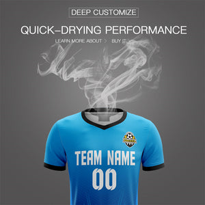 Custom Blue Black-White Sport Soccer Sets Jersey