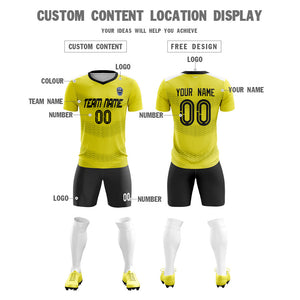 Custom Yellow Black-White Breathable Soccer Sets Jersey