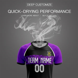 Custom Black Purple Men Training Uniform Soccer Sets Jersey