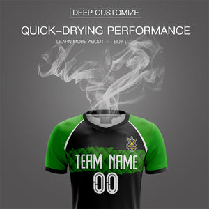 Custom Black Green Training Uniform Men Soccer Sets Jersey