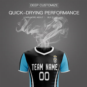 Custom Black Blue Training Uniform Men Soccer Sets Jersey