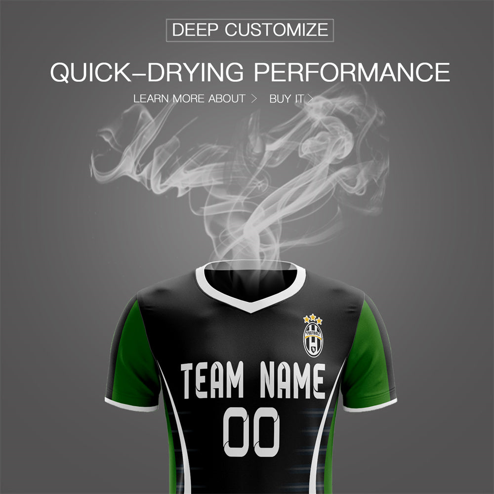 Custom Black Green Training Men Soccer Sets Jersey