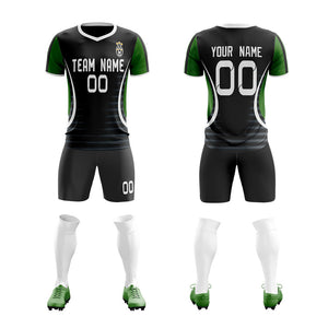 Custom Black Green Training Men Soccer Sets Jersey