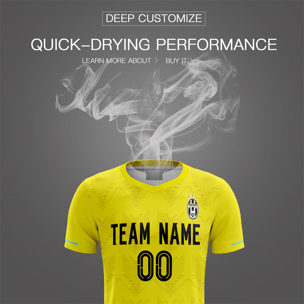 Custom Yellow Black Design Soccer Sets Jersey