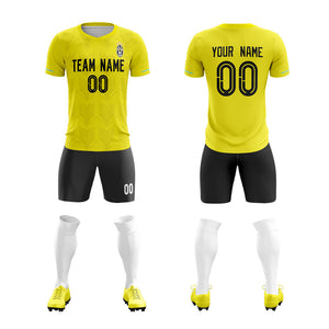 Custom Yellow Black Design Soccer Sets Jersey