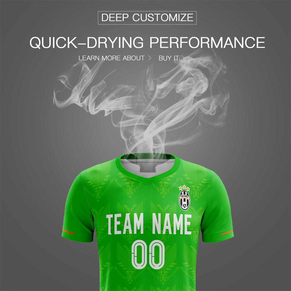 Custom Green White Personalized Men Soccer Sets Jersey