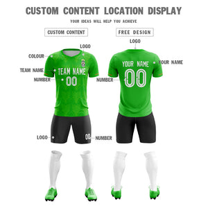 Custom Green White Personalized Men Soccer Sets Jersey