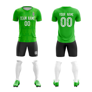 Custom Green White Personalized Men Soccer Sets Jersey