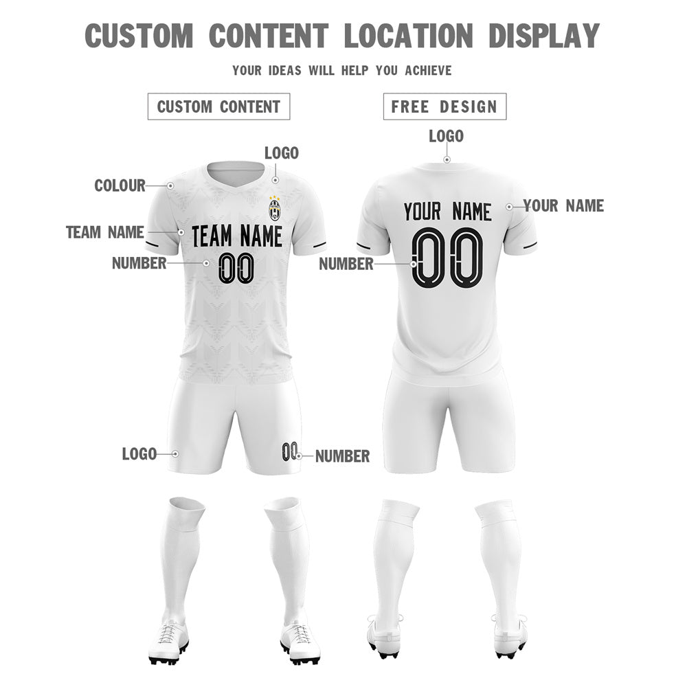 Custom White Black Training Men Uniform Soccer Sets Jersey