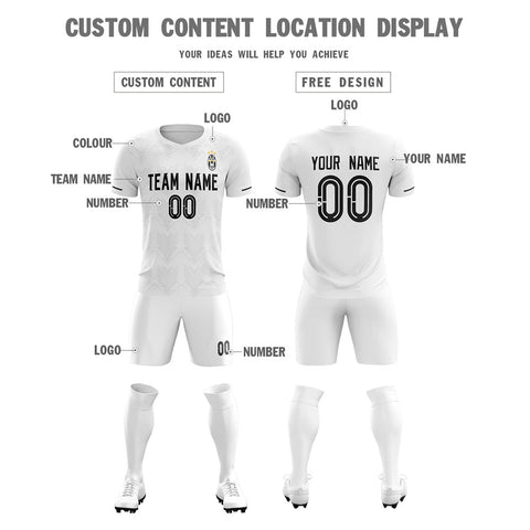 Custom White Black Training Men Uniform Soccer Sets Jersey