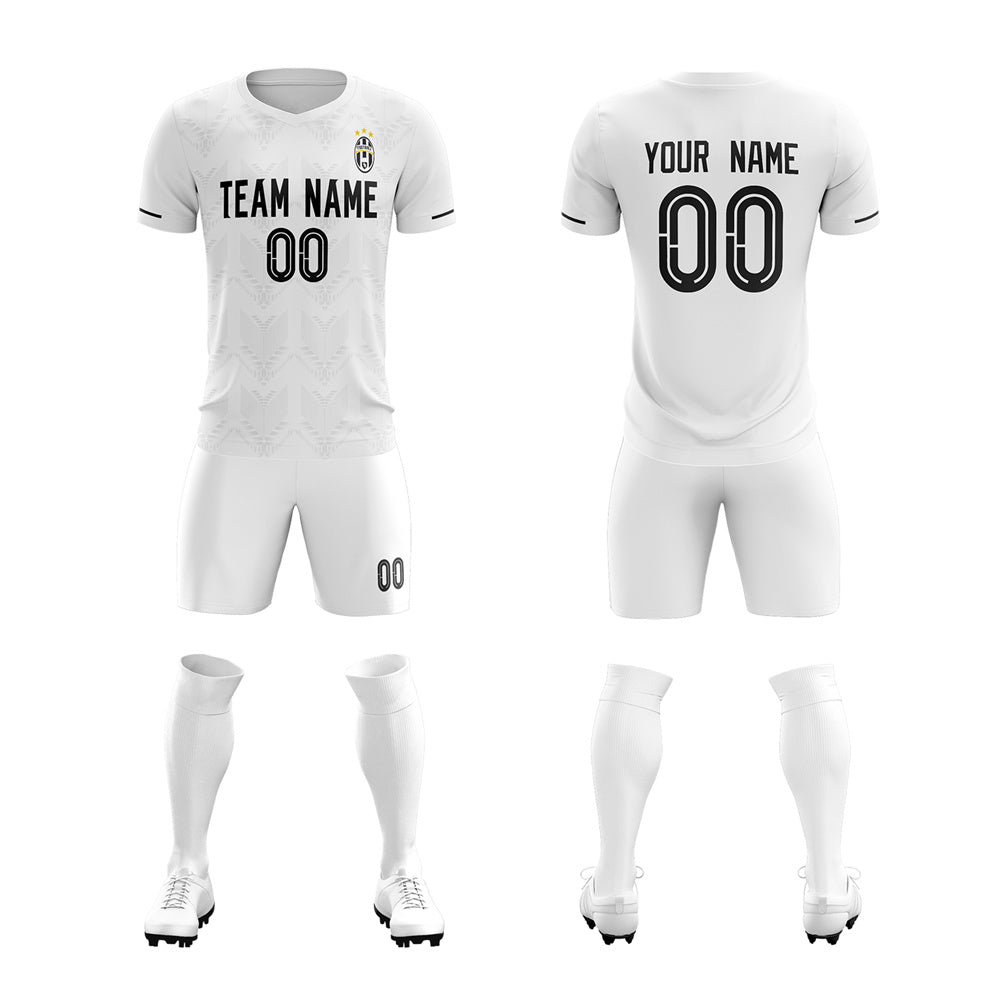 Custom White Black Training Men Uniform Soccer Sets Jersey