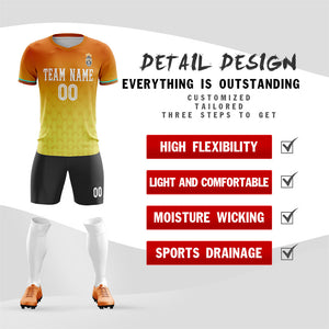 Custom Yellow Orange Training Men Uniform Soccer Sets Jersey