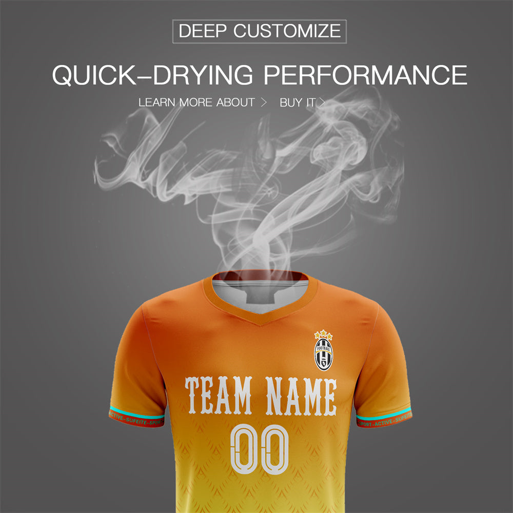 Custom Yellow Orange Training Men Uniform Soccer Sets Jersey