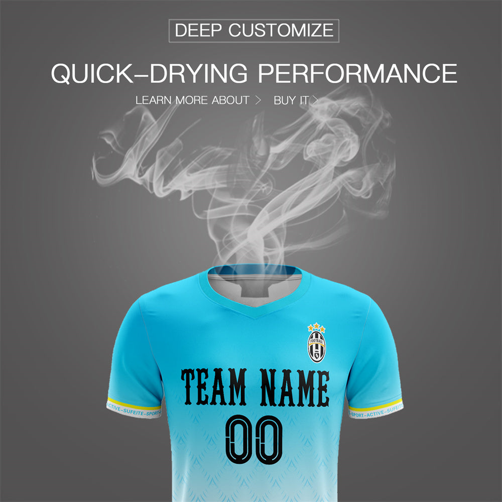 Custom Aqua White Quick Dry Soccer Sets Jersey