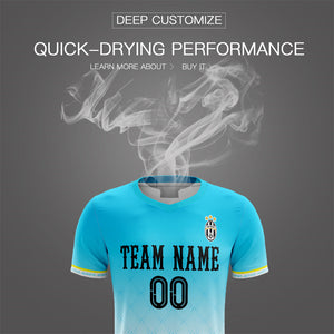 Custom Aqua White Quick Dry Soccer Sets Jersey