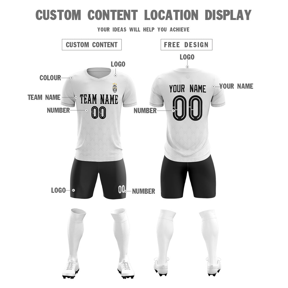 Custom White Black Design Training Uniform Soccer Sets Jersey