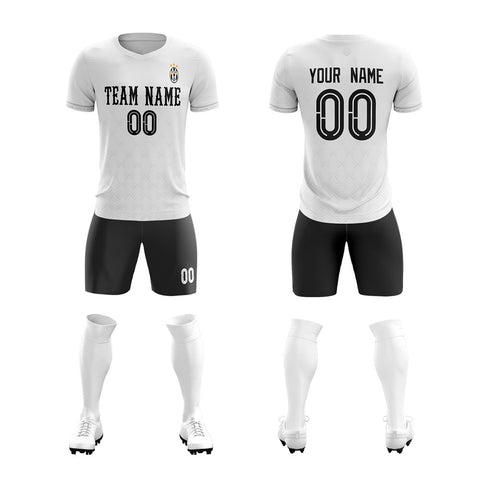 Custom White Black Design Training Uniform Soccer Sets Jersey