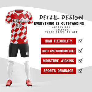 Custom Red White Quick Dry Soccer Sets Jersey