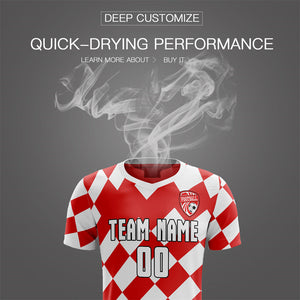 Custom Red White Quick Dry Soccer Sets Jersey