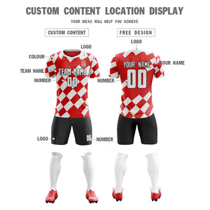 Custom Red White Quick Dry Soccer Sets Jersey