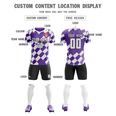 Custom Purple White Training Uniform Soccer Sets Jersey