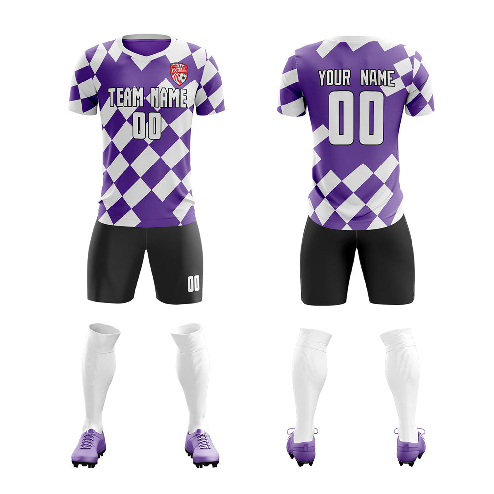 Custom Purple White Training Uniform Soccer Sets Jersey