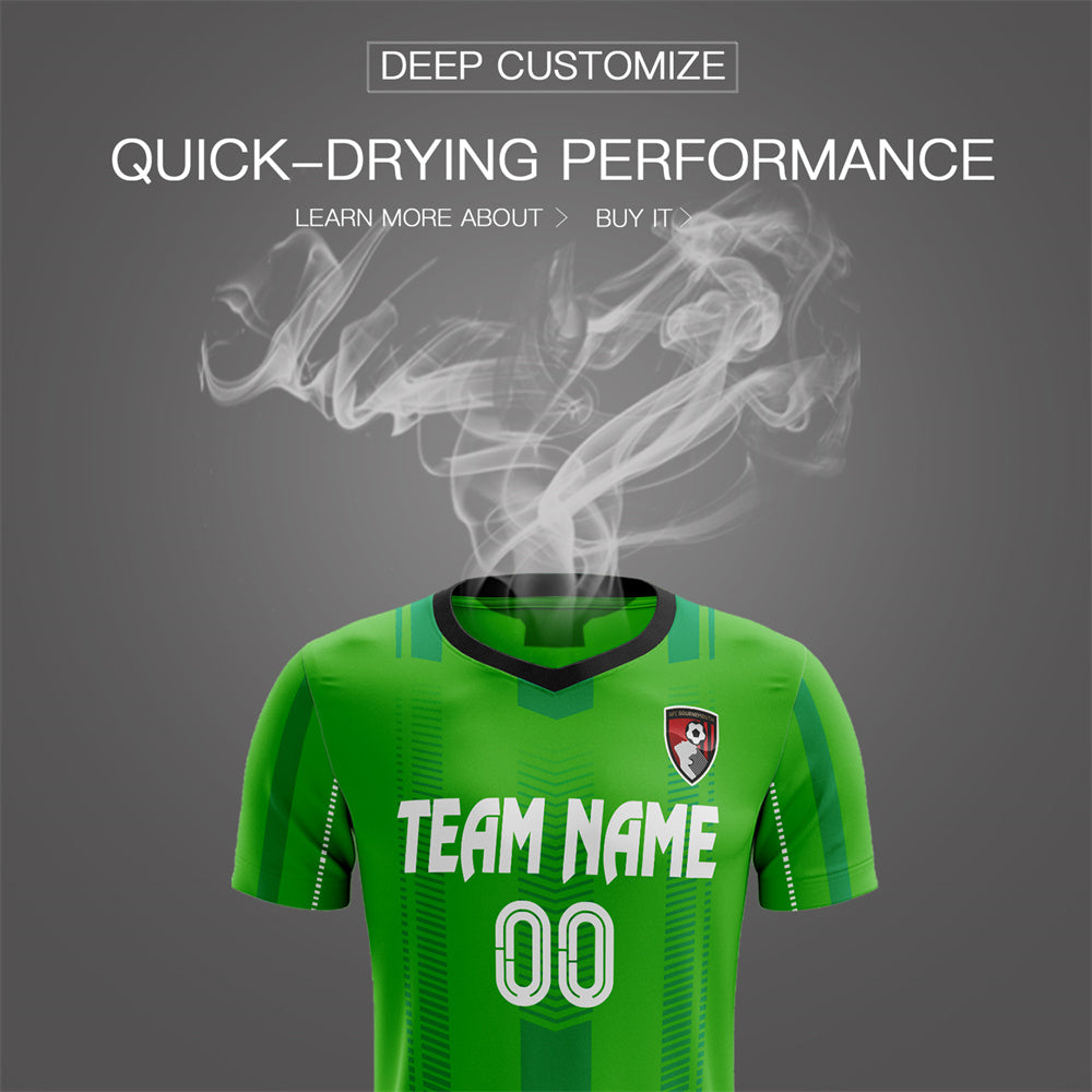 Custom Green Black Breathable Soccer Sets Jersey