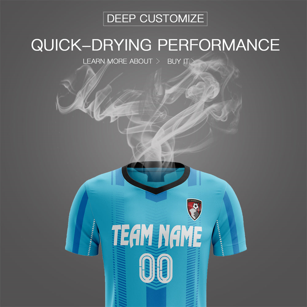 Custom Aqua White Training Soccer Sets Jersey