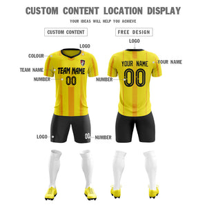 Custom Yellow Black Uniform Soft Soccer Sets Jersey