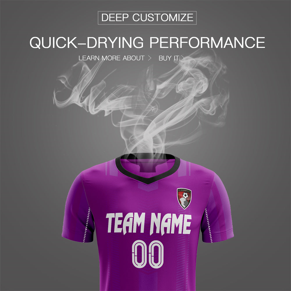 Custom Purple Black Training Uniform Soccer Sets Jersey