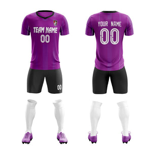 Custom Purple Black Training Uniform Soccer Sets Jersey