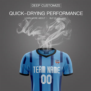 Custom Blue Black Soft Soccer Sets Jersey