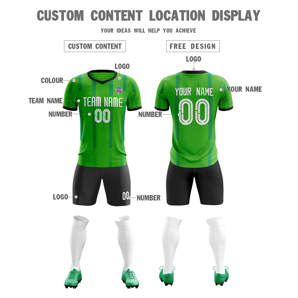 Custom Green Black Training Uniform Soccer Sets Jersey