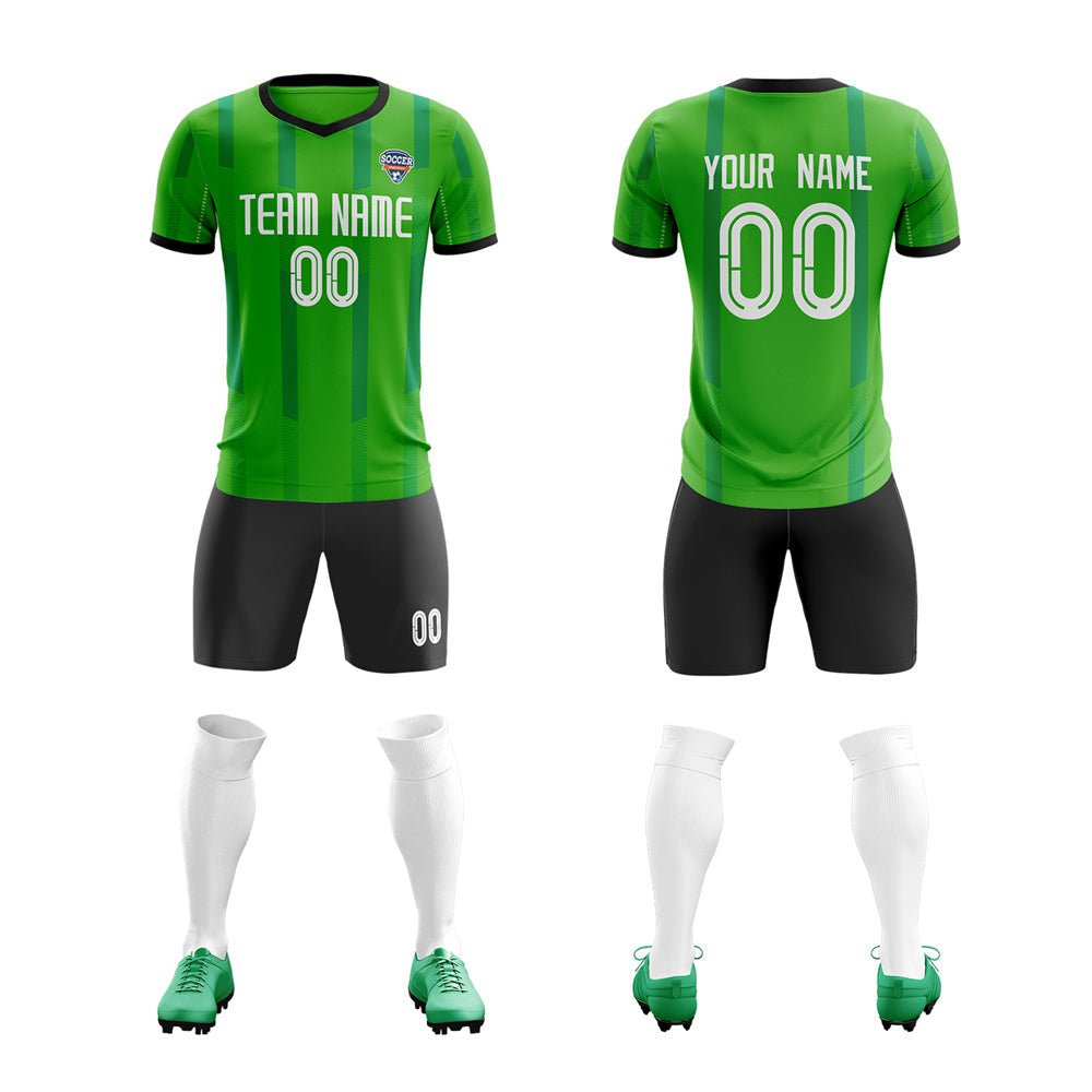 Custom Green Black Training Uniform Soccer Sets Jersey