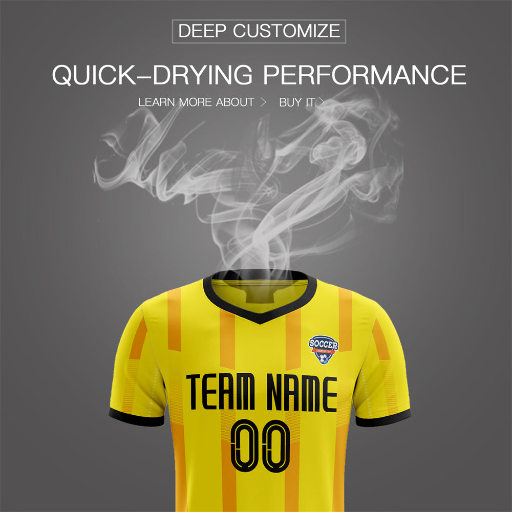 Custom Yellow Orange Uniform Soccer Sets Jersey