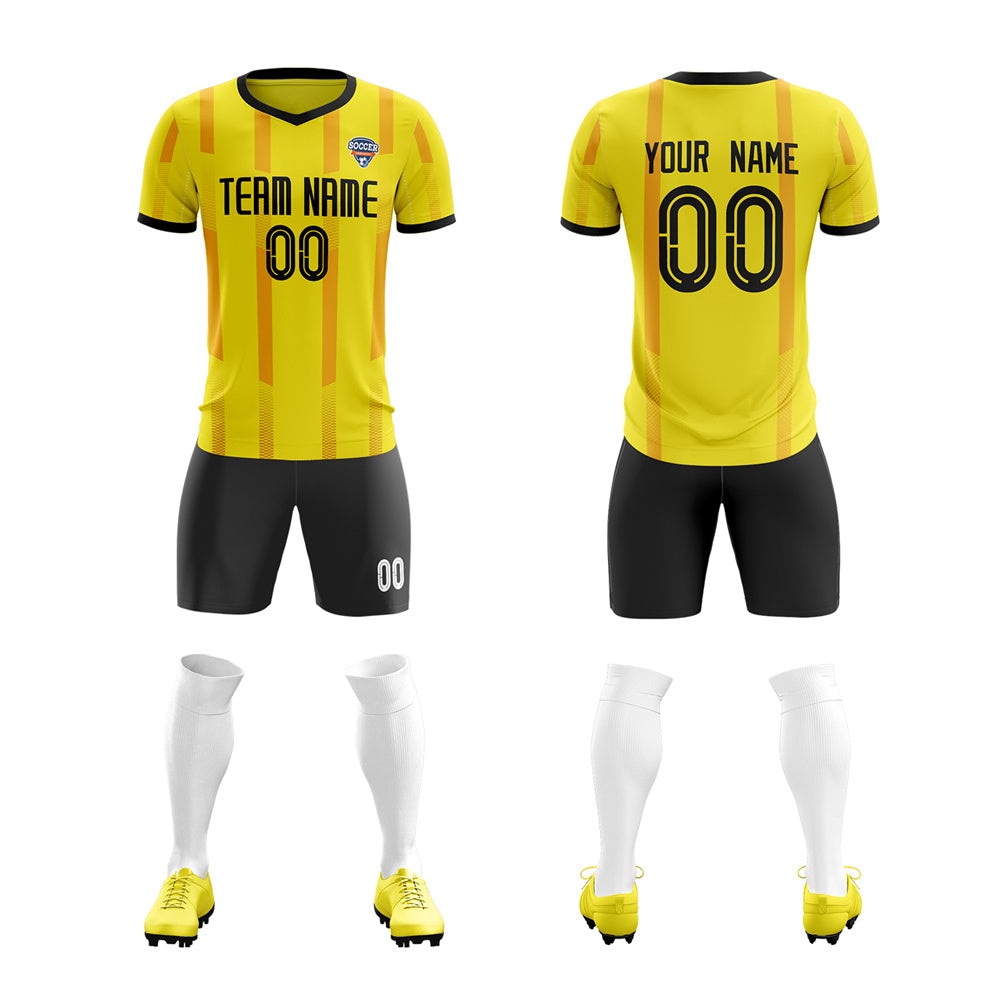 Custom Yellow Orange Uniform Soccer Sets Jersey