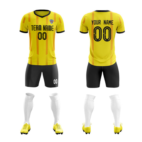 Custom Yellow Orange Uniform Soccer Sets Jersey