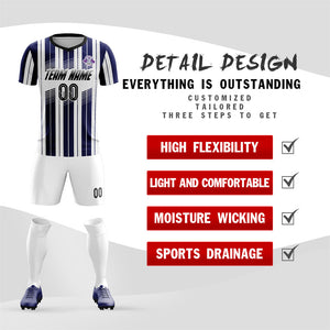 Custom Navy White Training Uniform Soccer Sets Jersey