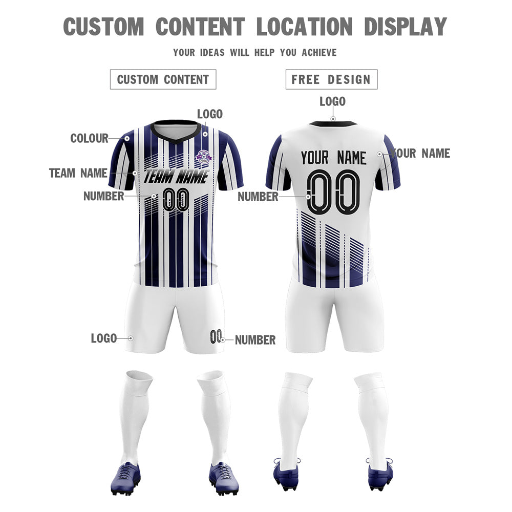 Custom Navy White Training Uniform Soccer Sets Jersey