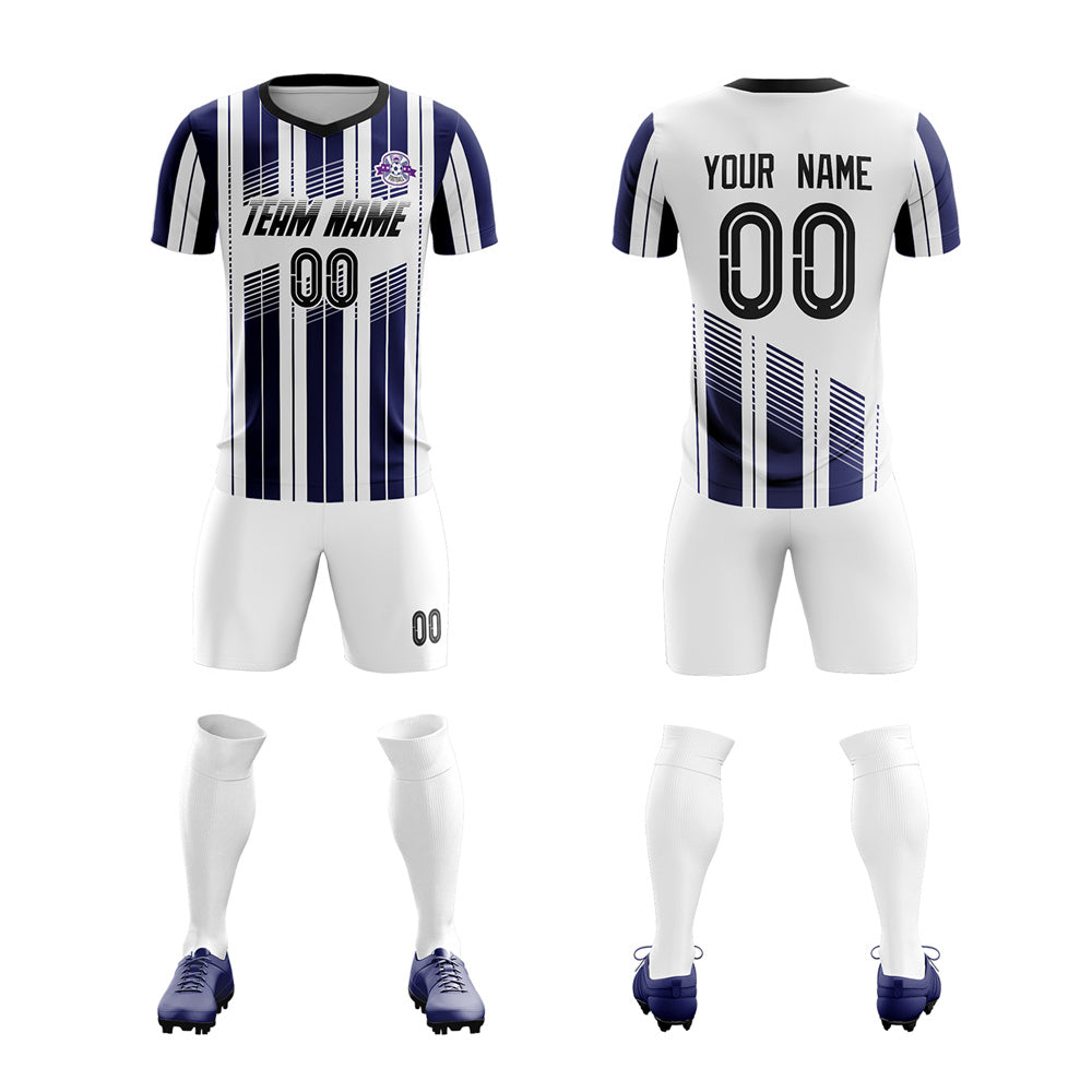 Custom Navy White Training Uniform Soccer Sets Jersey