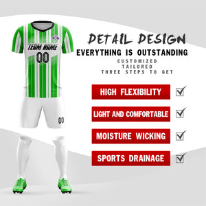 Custom Green White Men Soccer Sets Jersey