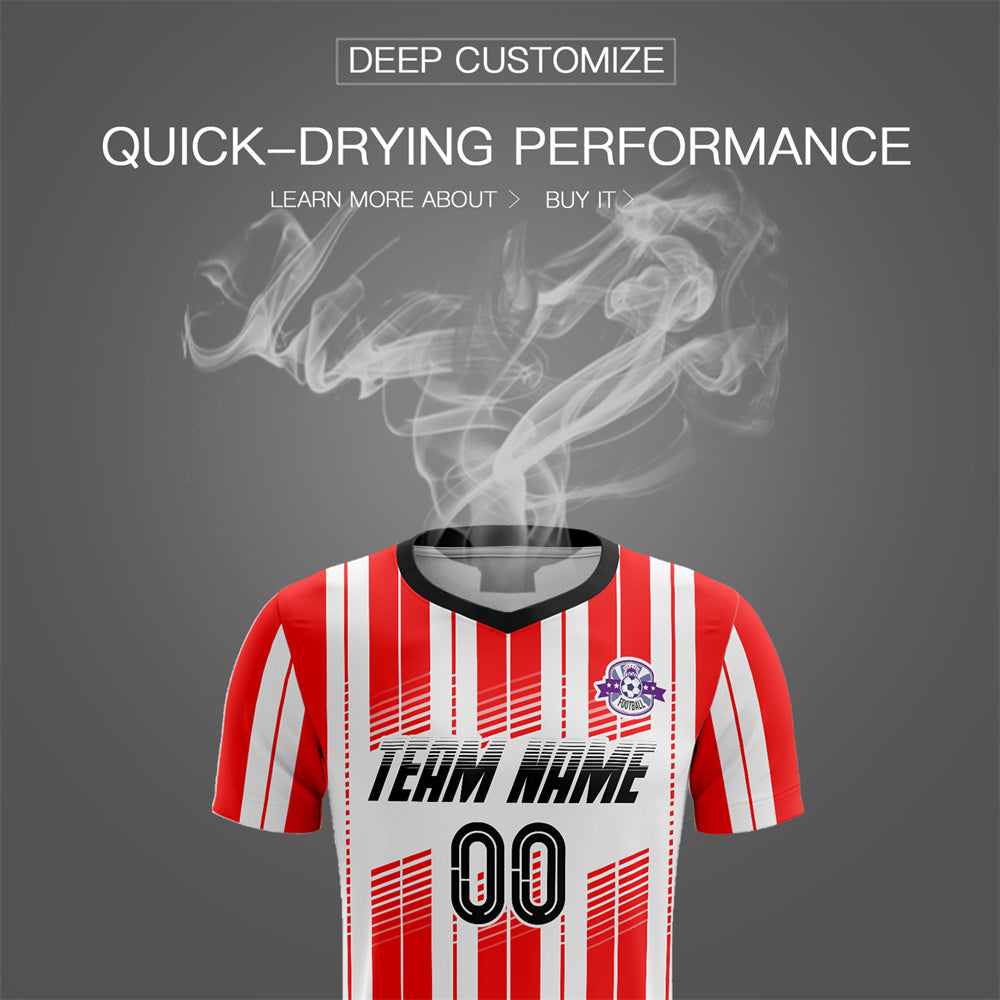 Custom Red White Design Soccer Sets Jersey